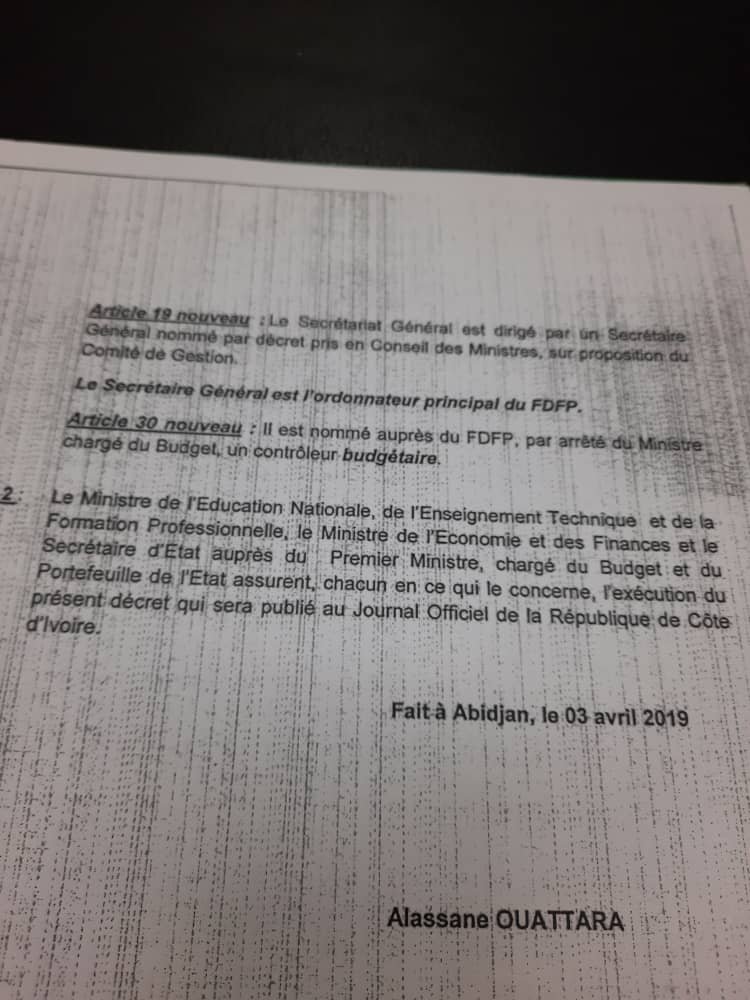 Côte d’Ivoire-FDFP : Le PCG peut-il suspendre le SG ?